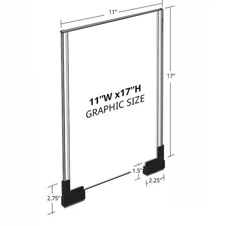 Azar Displays Two-Sided Large Acrylic Sign Holder W/ Magnetic Boots 11" X 17", PK2 109906